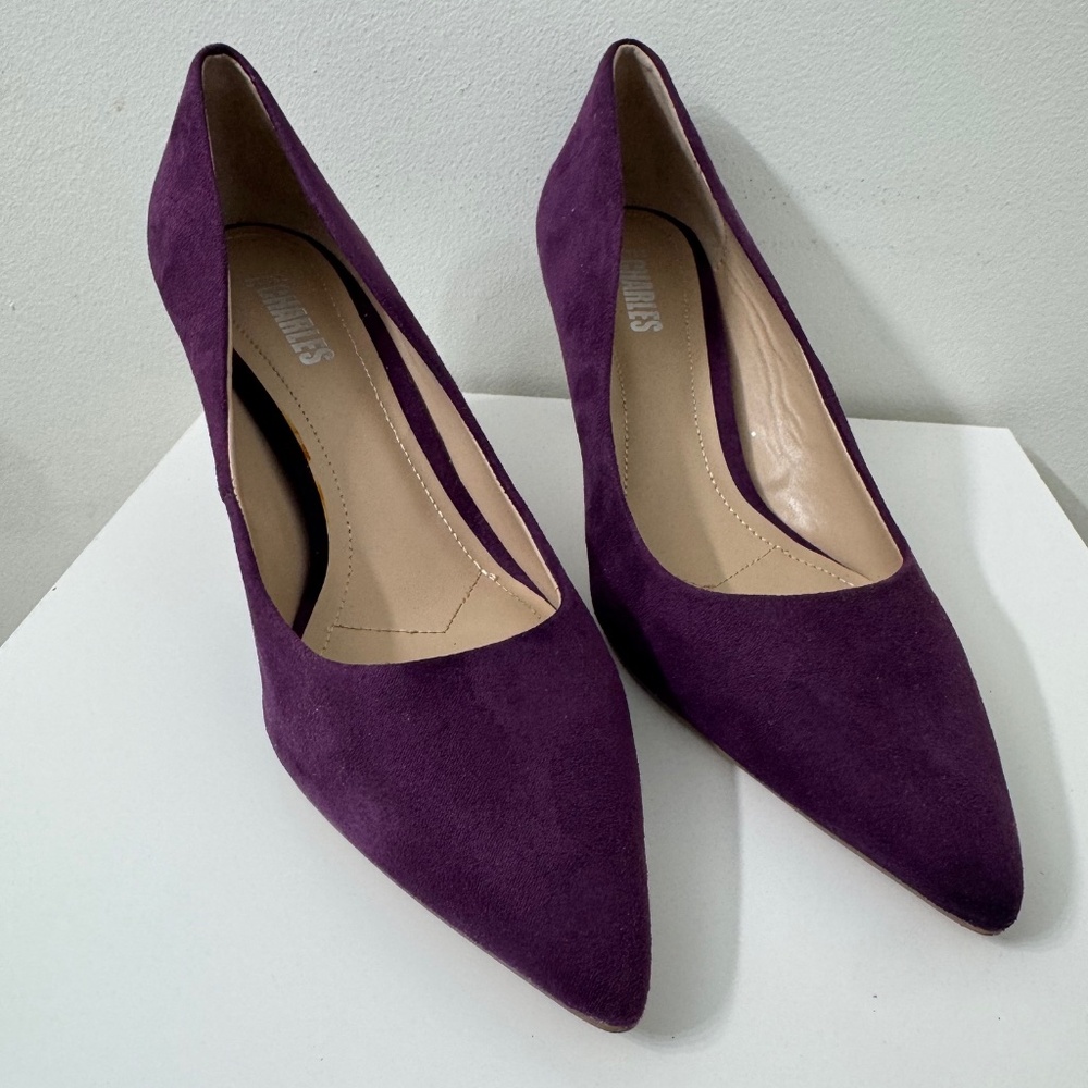 Charles by Charles David Purple Suede Pointed Toe Heels Pumps Size 8 - Picture 4 of 8